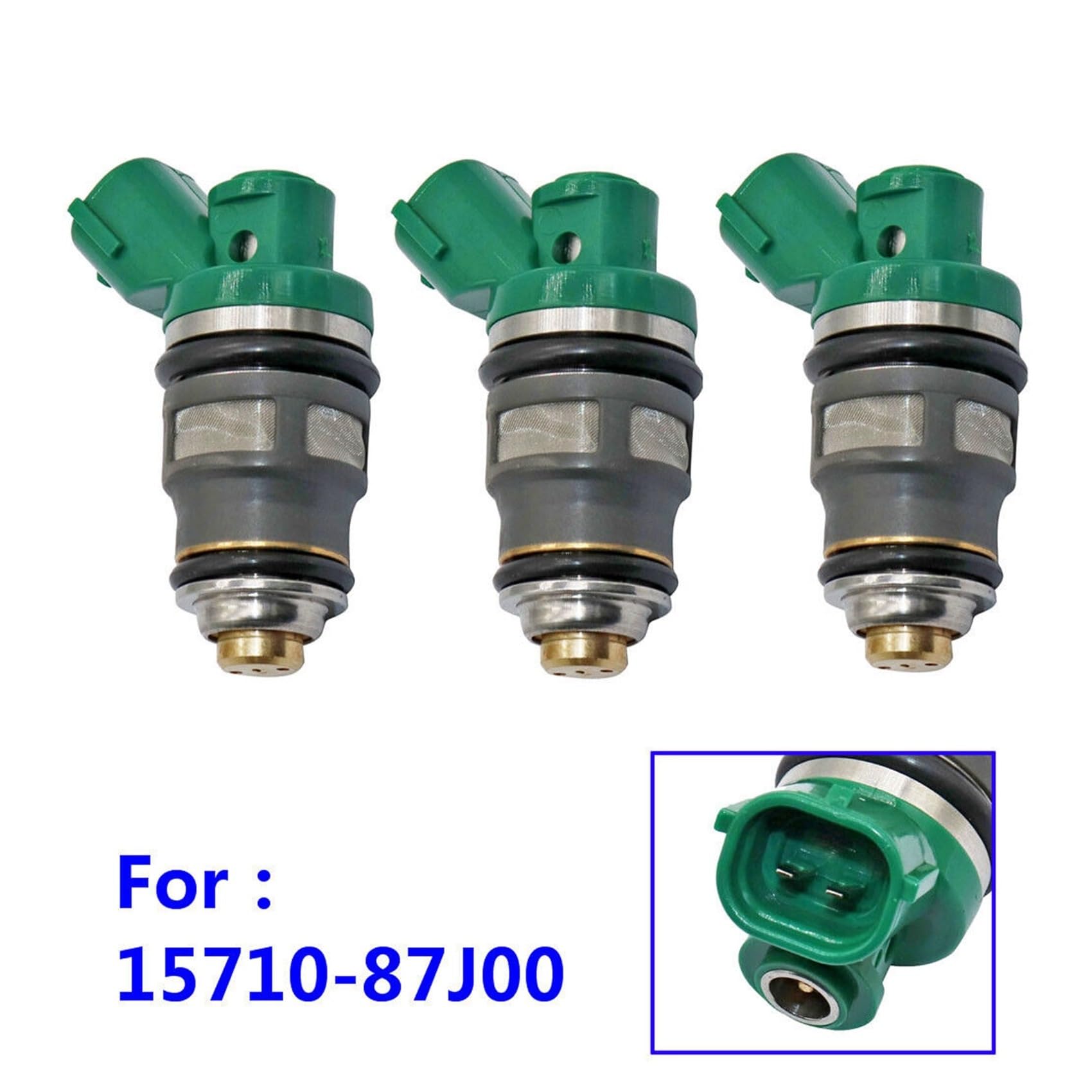 Iniettore di Carburante 3 Pezzi 15710-87J00 per Suzuki DF40-DF50 1999-2010, ABS + metallo, Verde