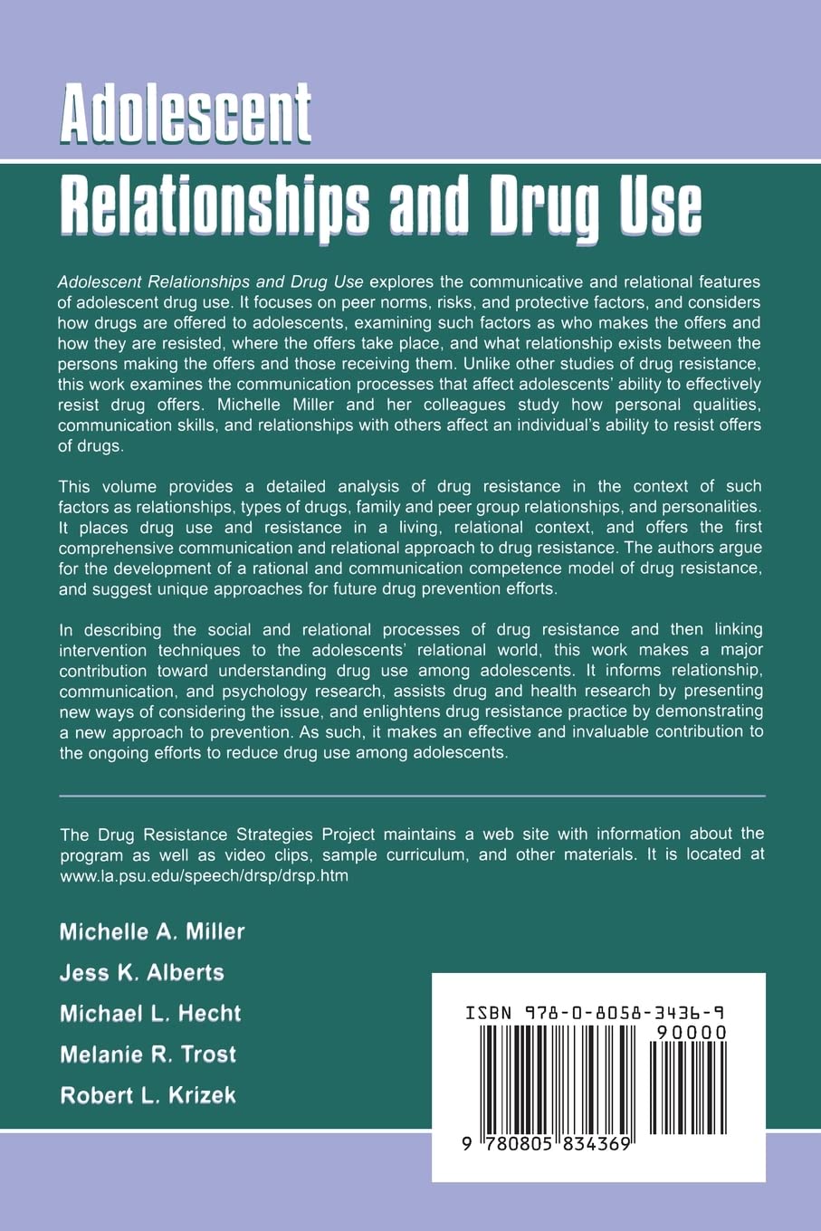 Adolescent Relationships and Drug Use (LEA's Series on Personal Relationships)