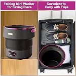 GarveeHome Mini laveuse et sécheuse, 12 L Portable Mini Lave-linge, Petit lave-linge pliable avec tour de panier pour le voyage, Appartement, Chaussettes, Sous-vêtements, Noir & violet