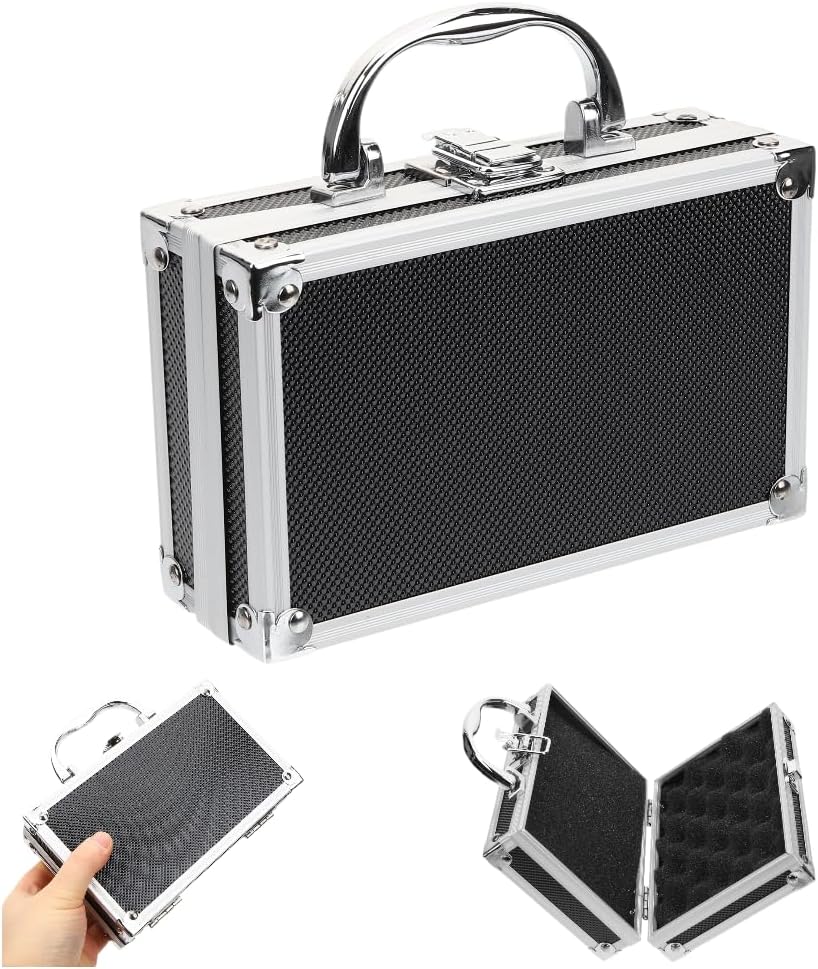 Mini Briefcase Aluminum Tool Holder Box Case:7In Portable Hard Shell Metal Briefcase with Foam for Men,Zarges Aluminum Cases Shockproof Storage Box for Craftsman,Compact Organizer with Handle for Tool