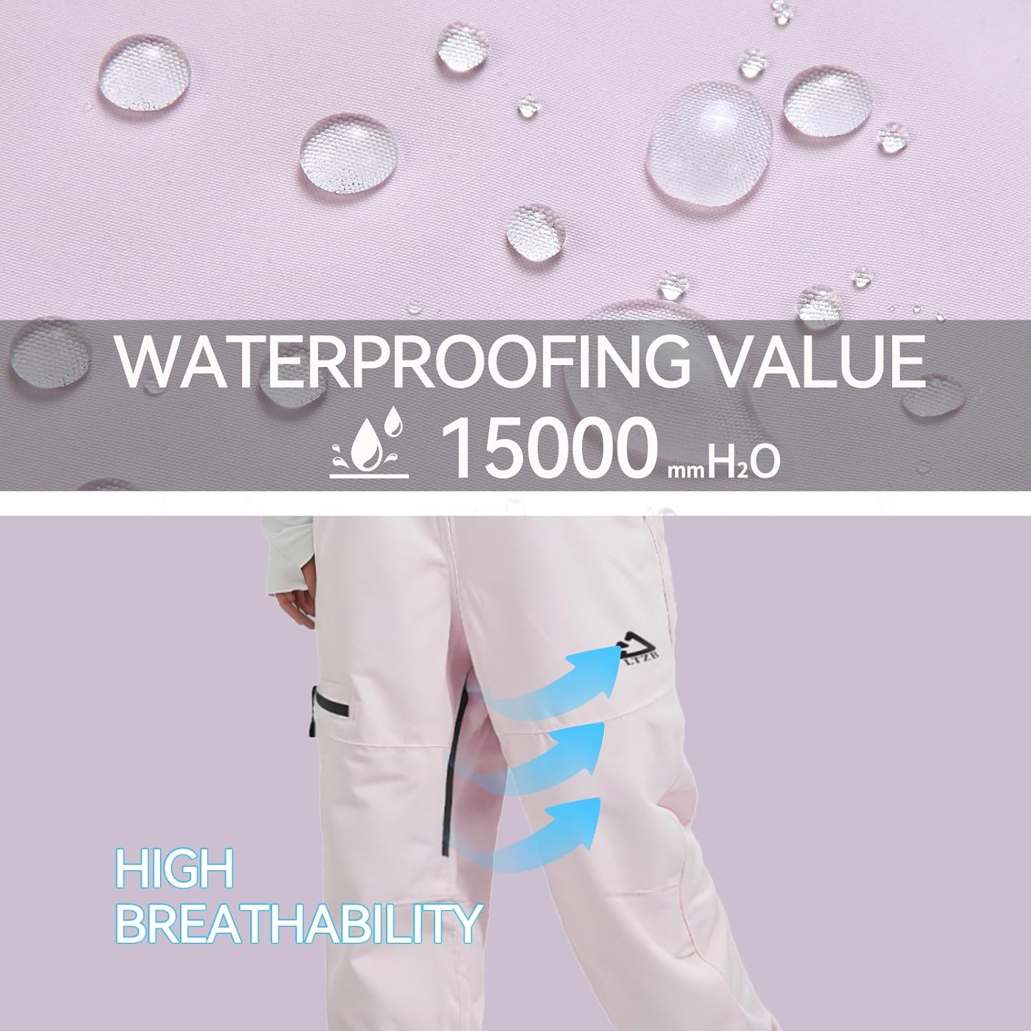 Ski Bibs Women and Mens,Waterproof Insulated Snowboard Bib, Windproof Adjustable Bib Snow Pants