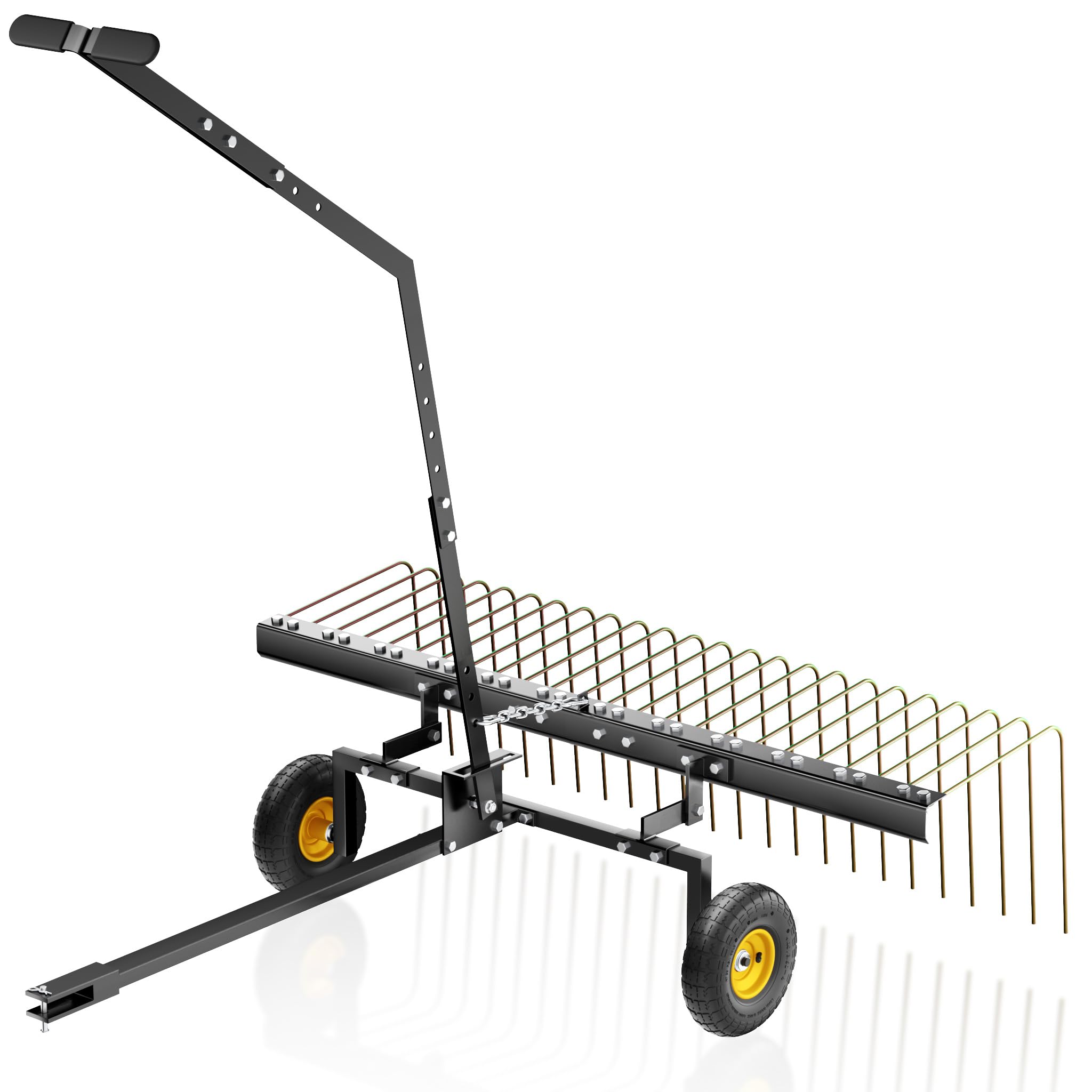 Wiltec Scarificateur Autoporté Noir 60" Largeur de Travail 148 cm 3 Points Fixation Rotation à 360 degrés Démousseur Tracteur Tondeuse Quad Peigne Déchaumeuse Gazon Aération Sol