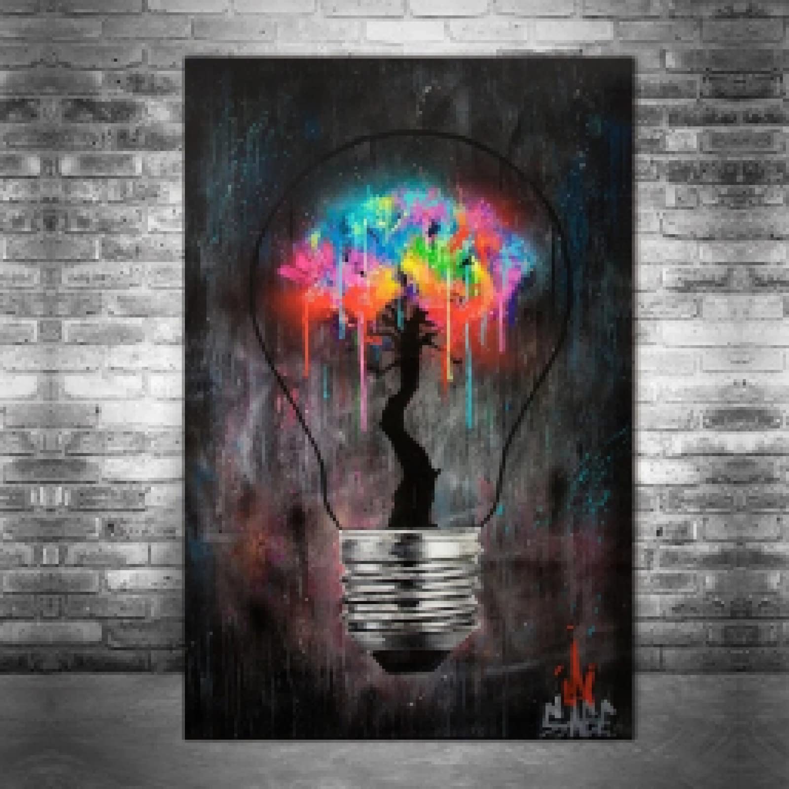 Art mural graffiti multicolore impression haute définition sur toile format vertical 60x90 - 7