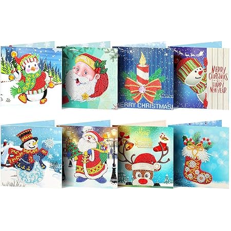 Nelnissa 8pc 5d Bricolage Diamant Peinture Carte De Voeux Cadeau D Anniversaire En Forme Speciale Cadeau De Noel Amazon Fr Cuisine Et Maison