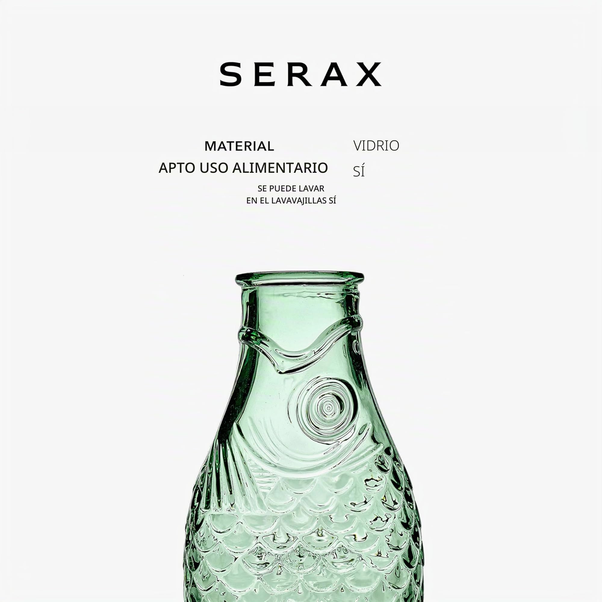 Botella "Fish " de cristal transparente 1L Paola Navone