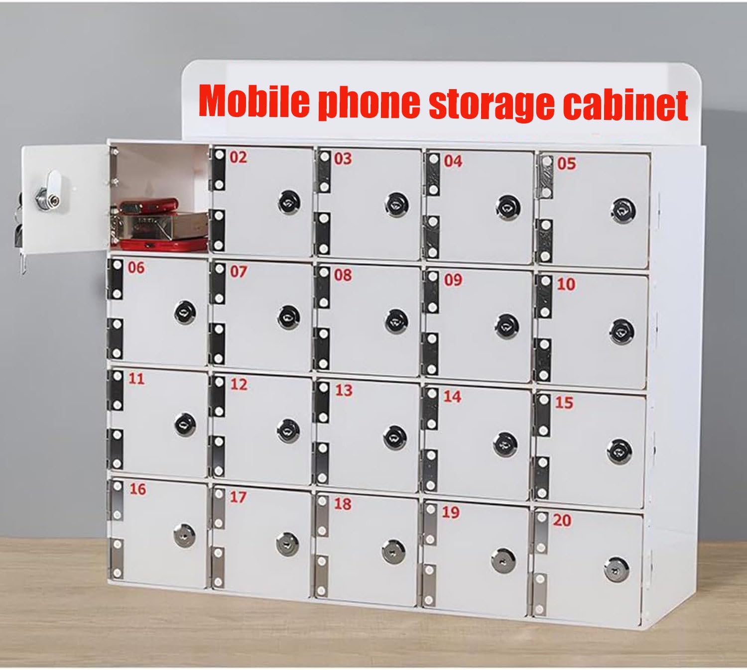 Armadietto per telefono in acrilico, montaggio a parete, con serratura e chiave, 9 scomparti per impiegati in ufficio, scuola, classe, soluzione di archiviazione sicura per dispositivi mobili