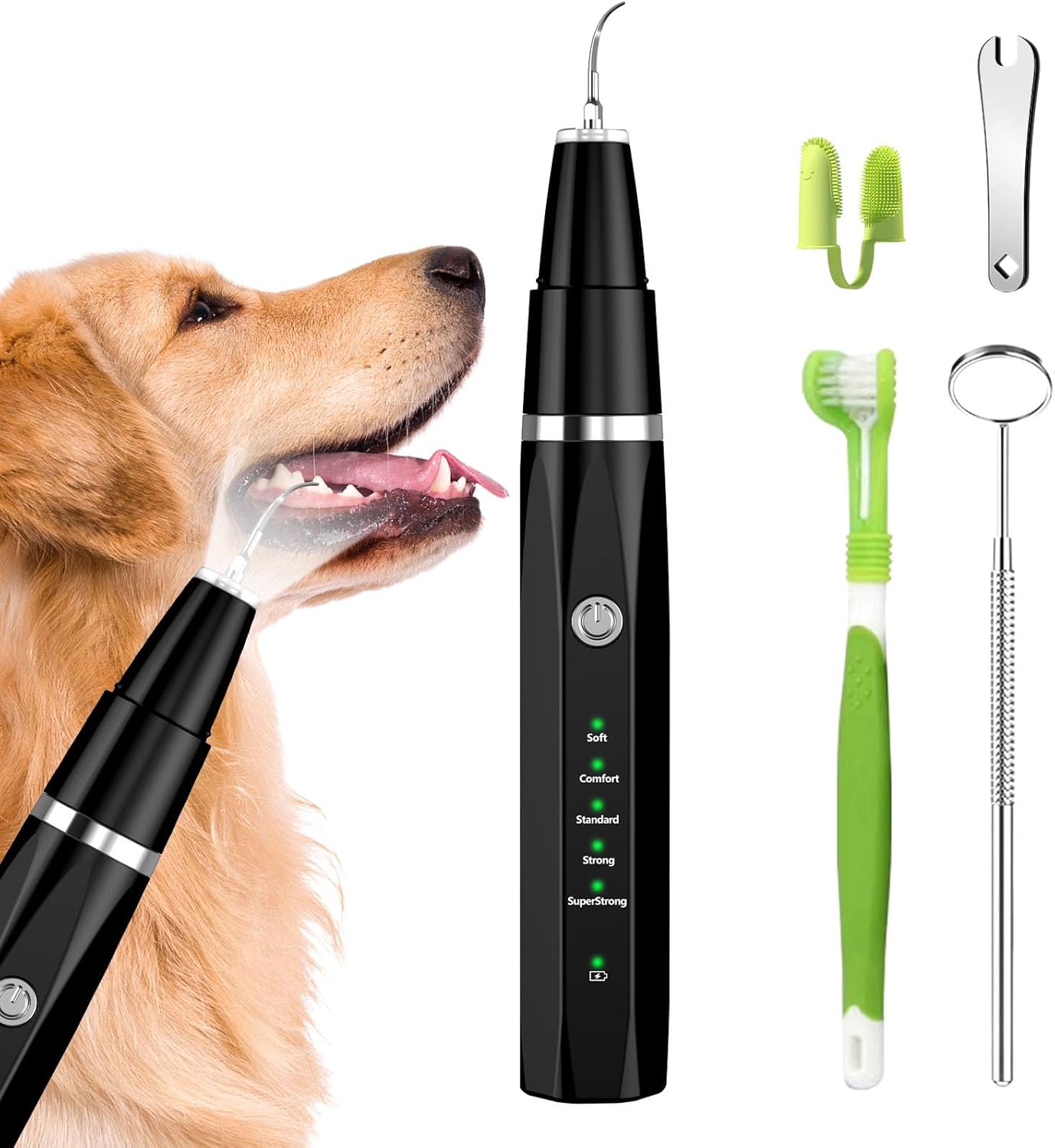 Ni-SHEN Dog Teeth Cleaning Kit, Pet Tooth Cleaner Dental Care Tartar Plaque Remover for Dogs and Cats (Black)
