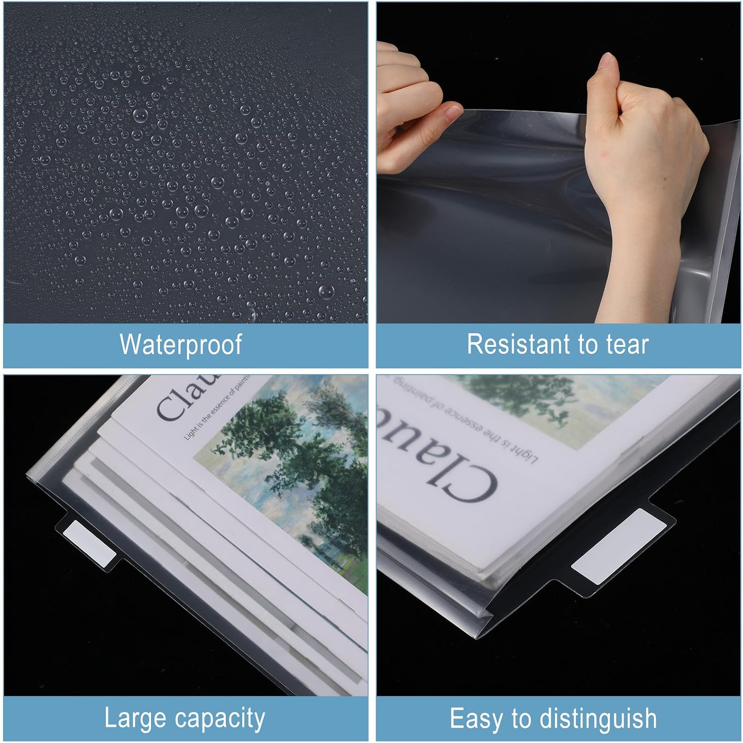 40 Pack 12x12 Scrapbook Paper Storage, Clear Top-Loading 12 x 12 Paper Storage Organizer with Customizable Tabs, Plastic Holder for Vinyl, Photos & Craft Supplies