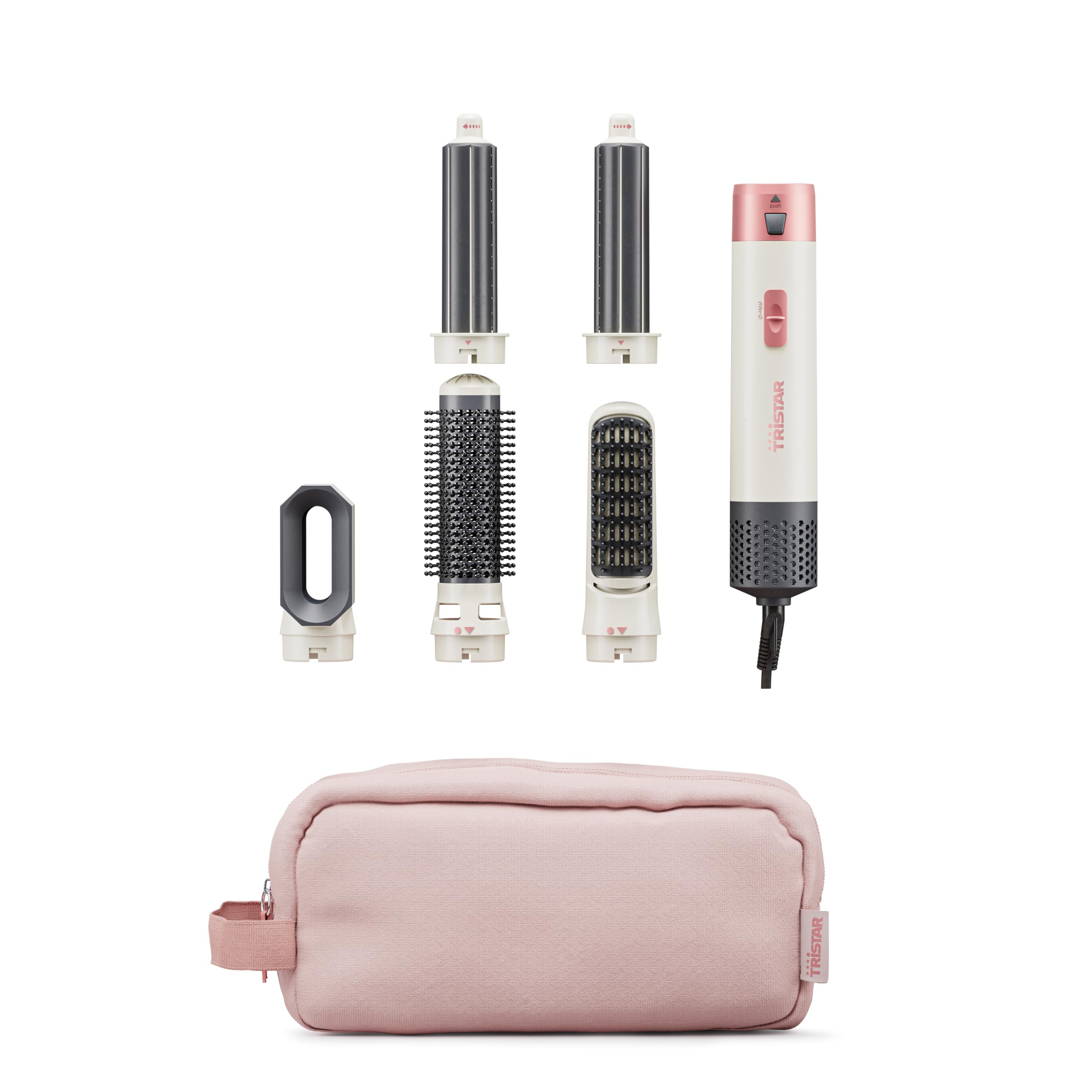 Tristar Airstyler, Outil 5 en 1 avec 5 Accessoires, Moteur DC, 3 Niveaux de Chaleur, 1 Vitesse, 1000 W, Cordon Rotatif 360°, Housse, HD-2470