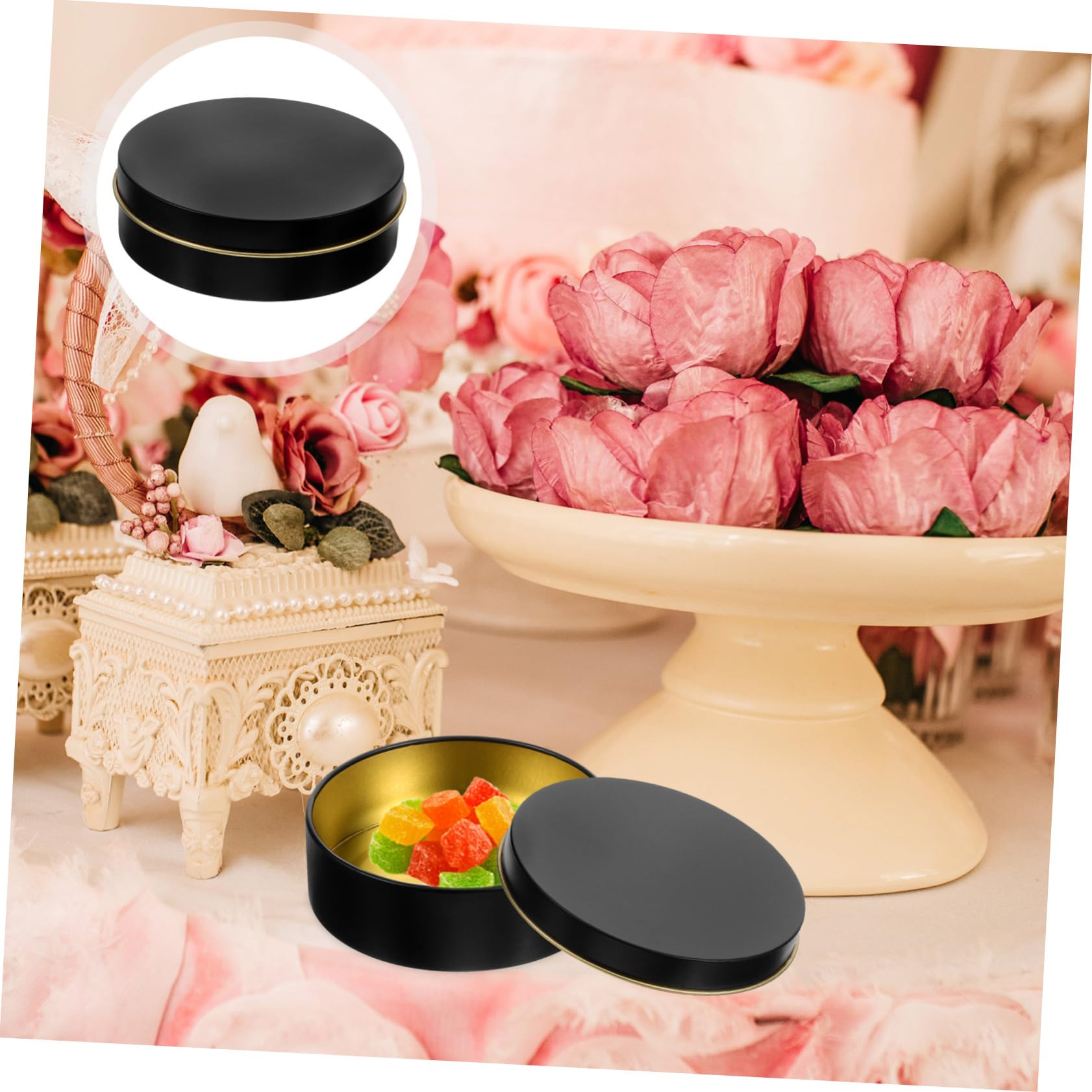 ERINGOGO Tinplate Candle Jars Bulk 6pcs Round Balm Candle Storage Boxes DIY Tin Box Lids for Tins