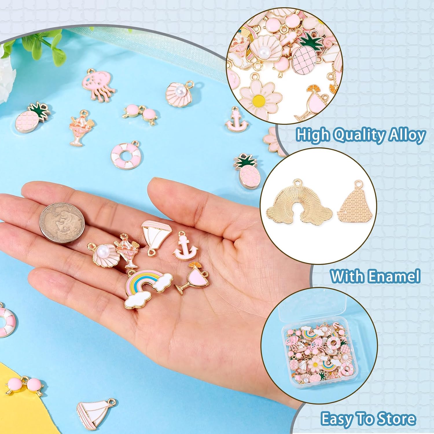 Craftdady Enamel Charms for Jewelry Making Alloy Dangle Pendants Cute Summer Charms for Spring Women DIY Necklace Earring Making - Image 4