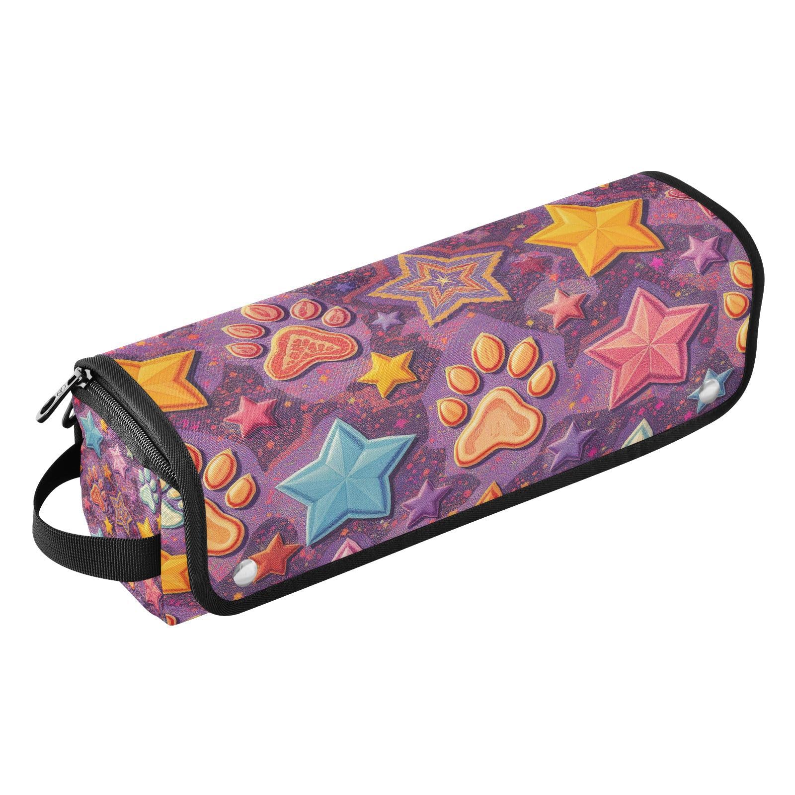 Dog Footprints Hair Tools Travel Bag Portable Hair Accessory Organizer with Heat Resistant Mat 2 in 1 Curling