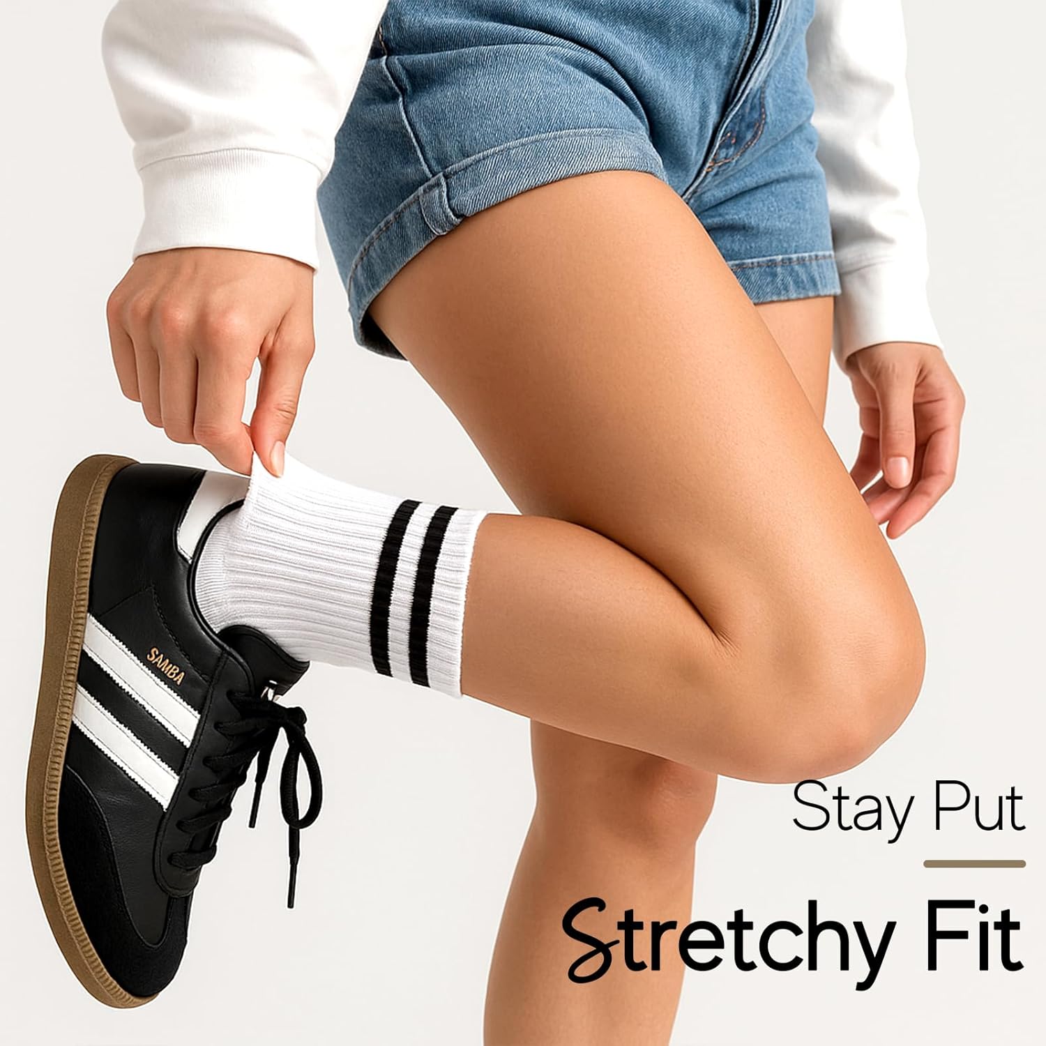 HONGTEYA Cotton Crew Socks for Women Cute Retro Striped Socks 5 Pairs with Arch Support Casual Athletic Vintage (Multicolor) - Image 2