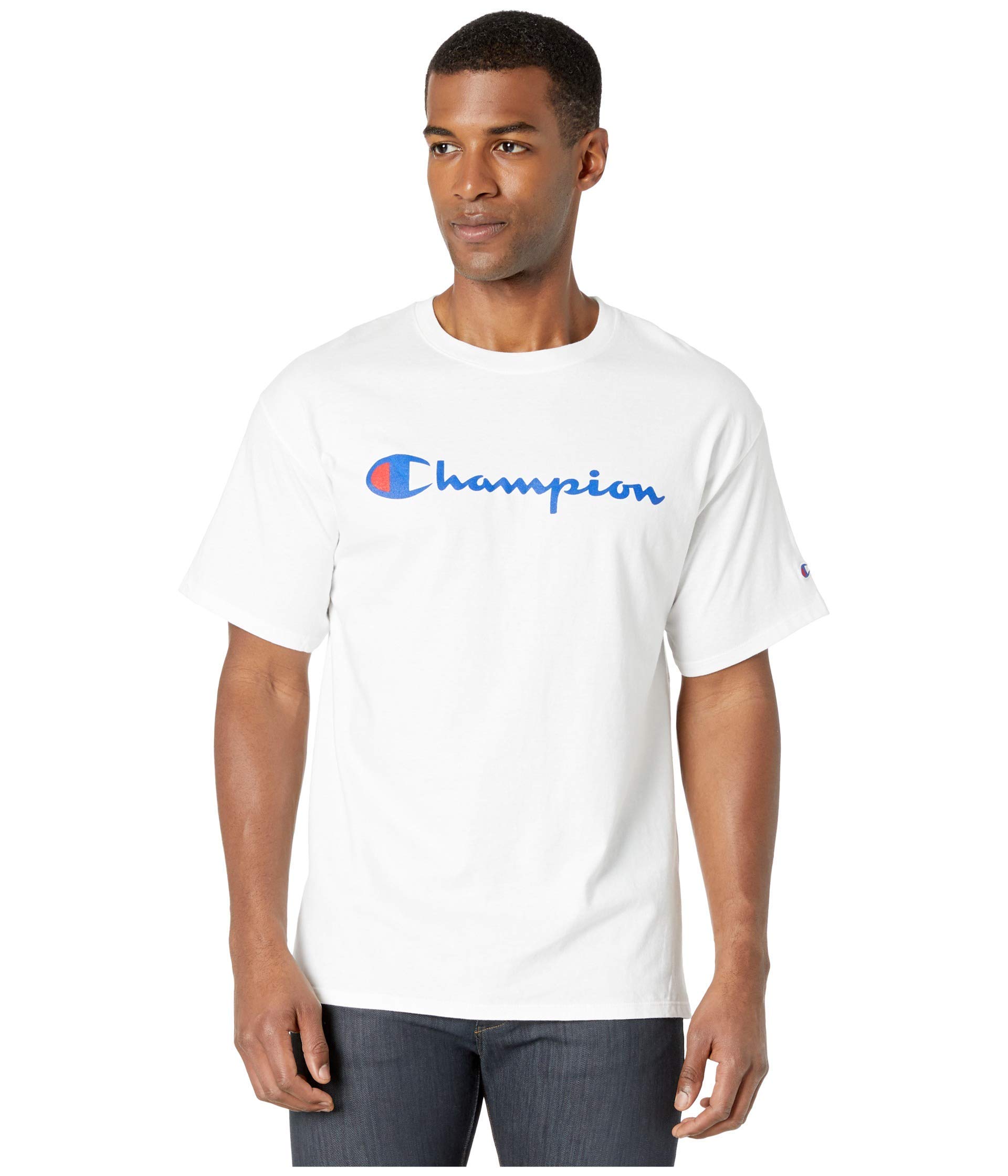 Champion Men's Classic Graphic Tee T Shirt, White -Repeat Logo, XS UK