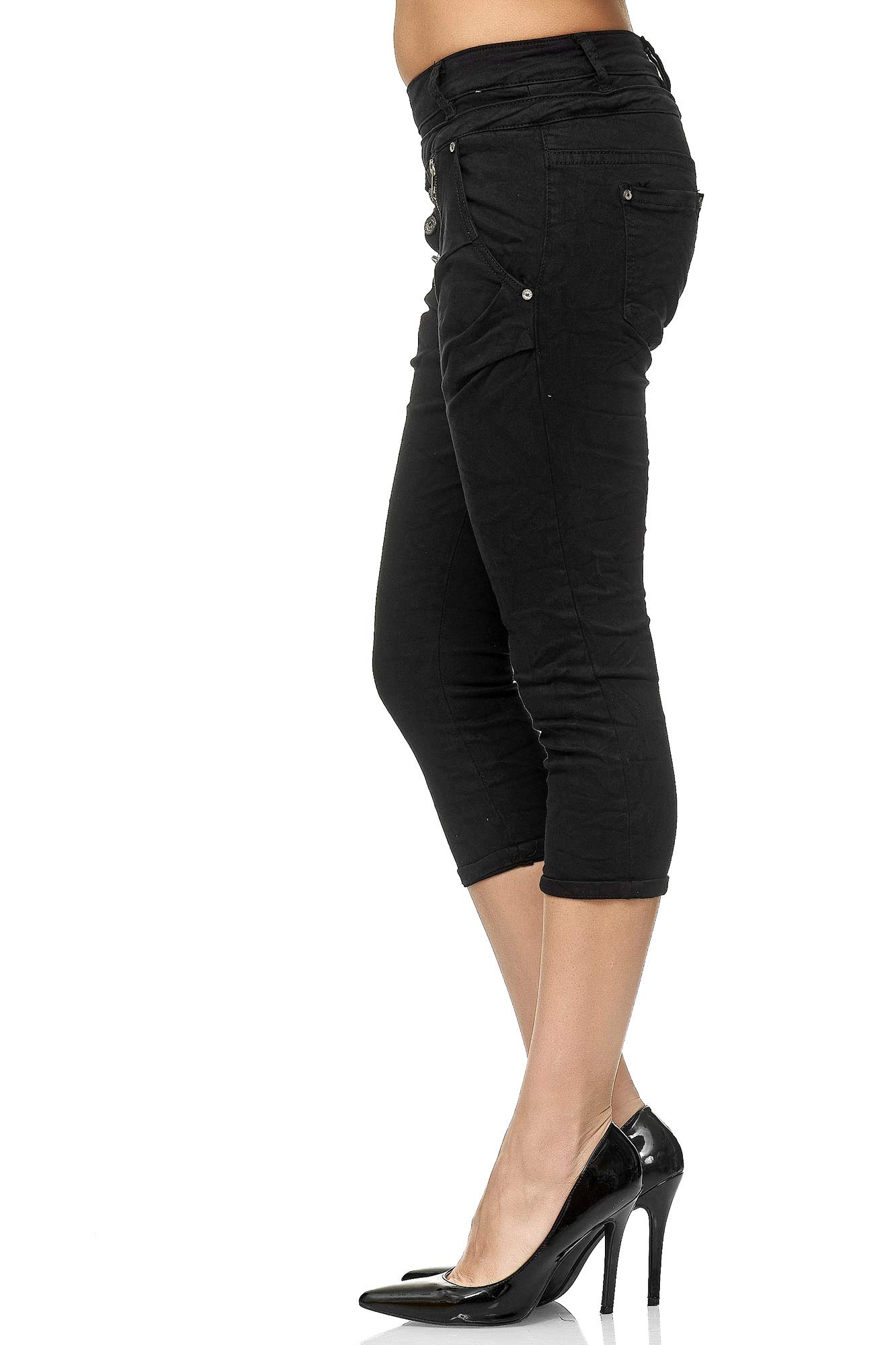 Elara Vaqueros 3/4 Mujer Bermuda Cintura Alta Chunkyrayan