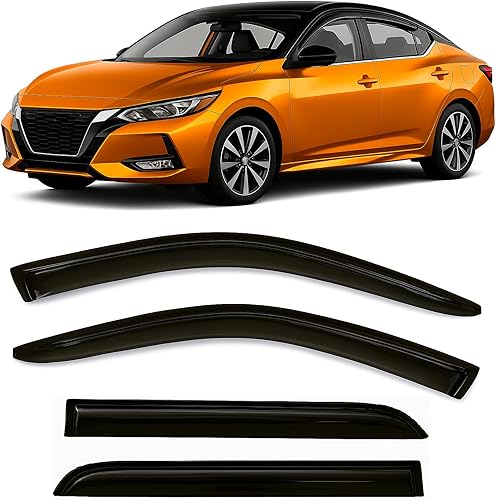 Cinta adhesiva para ventana lateral tintada oscura, protectores de lluvia de ventilación compatibles con Nissan Sentra 2020 2021 2022 2023 S SV SR