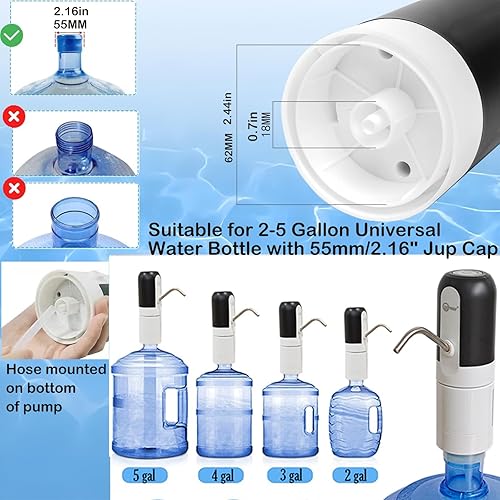 Miniatura 7 de CoolWAY Dispensador de agua con bomba eléctrica de 2 a 5 galones con filtros reemplazables, filtro de agua portátil para campamento, exteriores,
