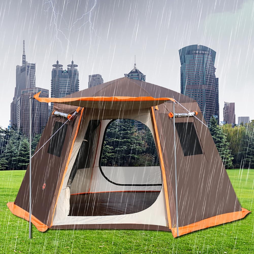 Campingzelt 5-8 Personen, 3-4 Jahreszeiten Wasserdicht & Winddicht Bodenplane Automatisches Doppelschichten Sechseckig Zelt für Familien Trekking Angeln Garten