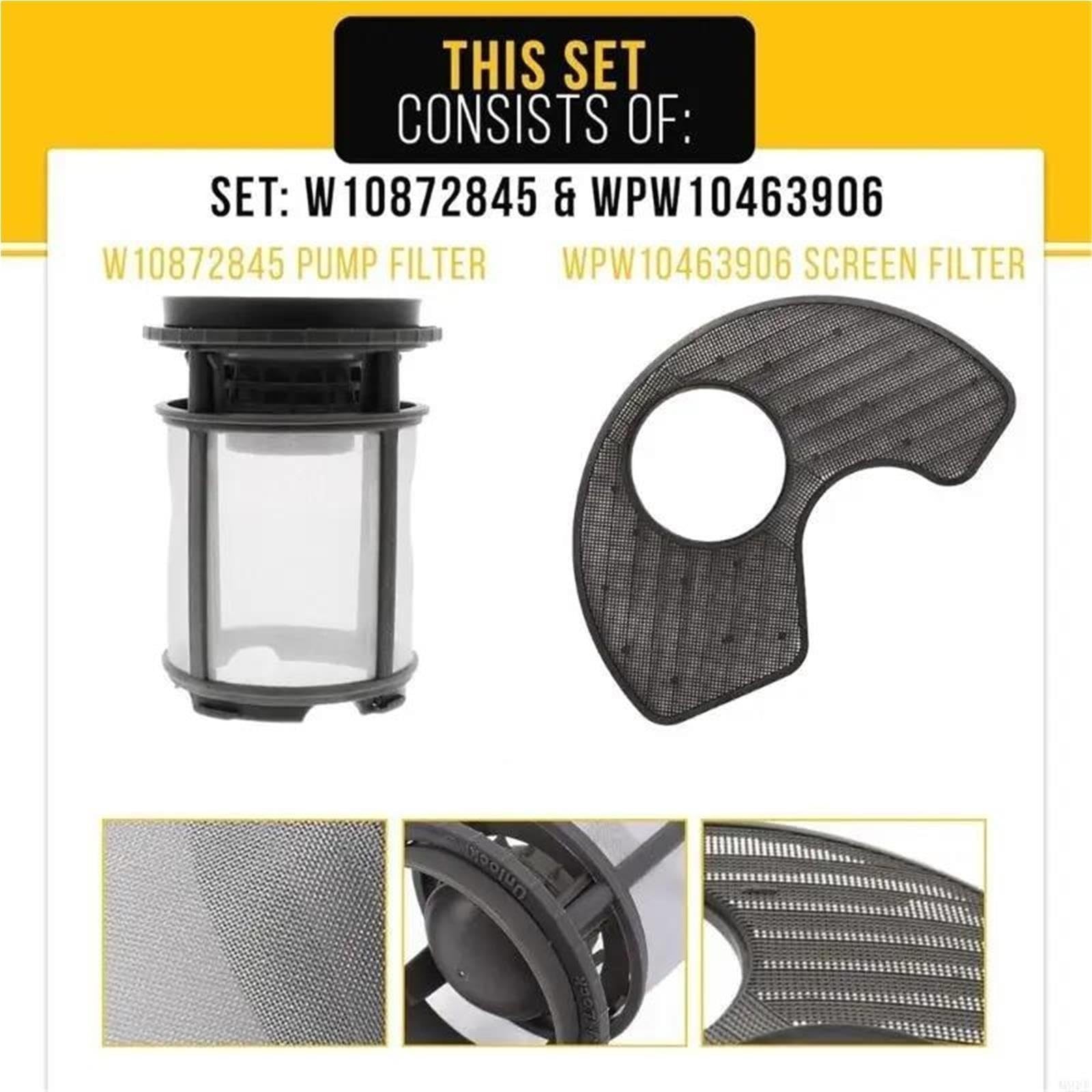 Filtro Lavavajillas W10872845 Compatible Con KitchenAid KDFE104DBL4