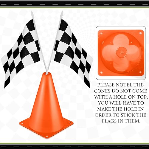 Miniatura 4 de 26 piezas de decoración de fiesta de autos de carreras, incluye 1 telón de fondo de bienvenida para fanáticos, 8 mini conos de seguridad de tráfico,