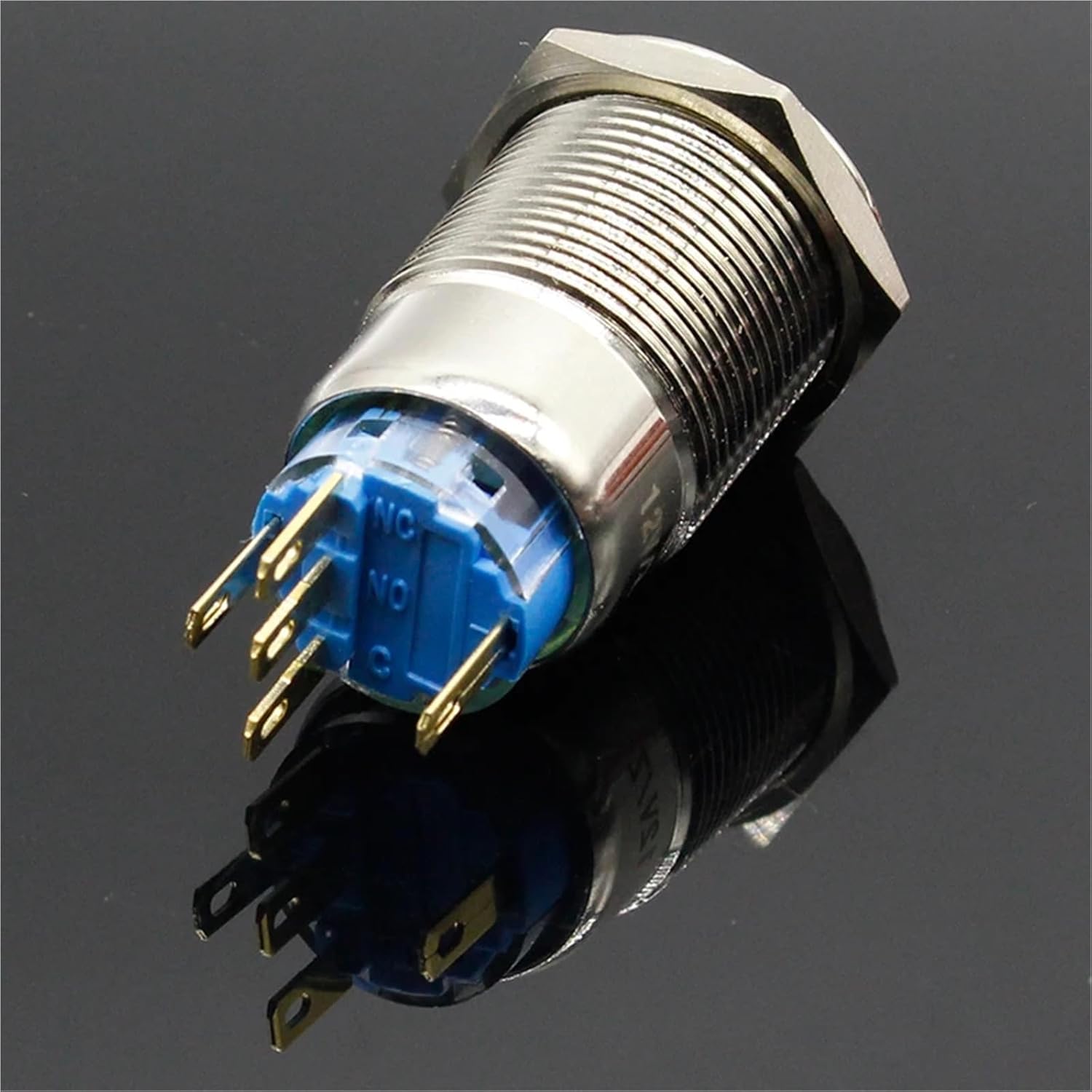 19mm Momentary Latching Stainless Steel Metal Doorbell Bell Horn Push Button Switch LED Car Auto 1Pcs(8,Momentary,12V)