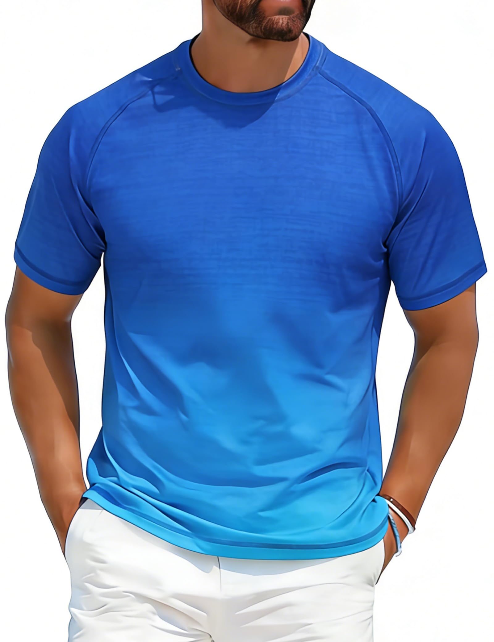 ELETOP Men's Swim Shirts UPF 50+ Short Sleeve Rash Guard Sun Shirts for Beach Fishing