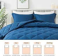 Vista 8 de HYLEORY Juego de edredón tamaño Queen con 2 fundas de almohada - Edredón de cama alternativo al plumón para todas las estaciones - Ligero - Lavable