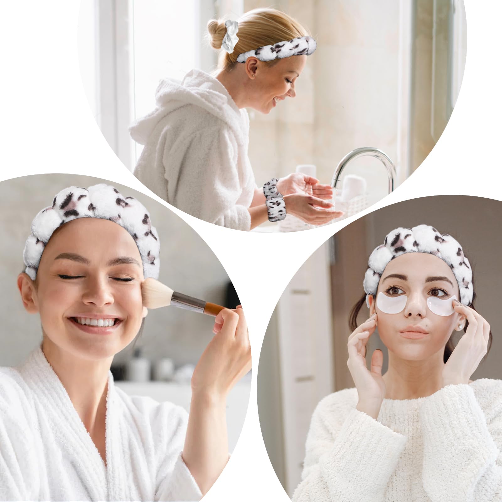 Fascia Per Capelli In Spugna Per Detergere Il Viso, Morbida E Assorbente Per Trucco E Cura Della Pelle, Unisex (Nero) - 4