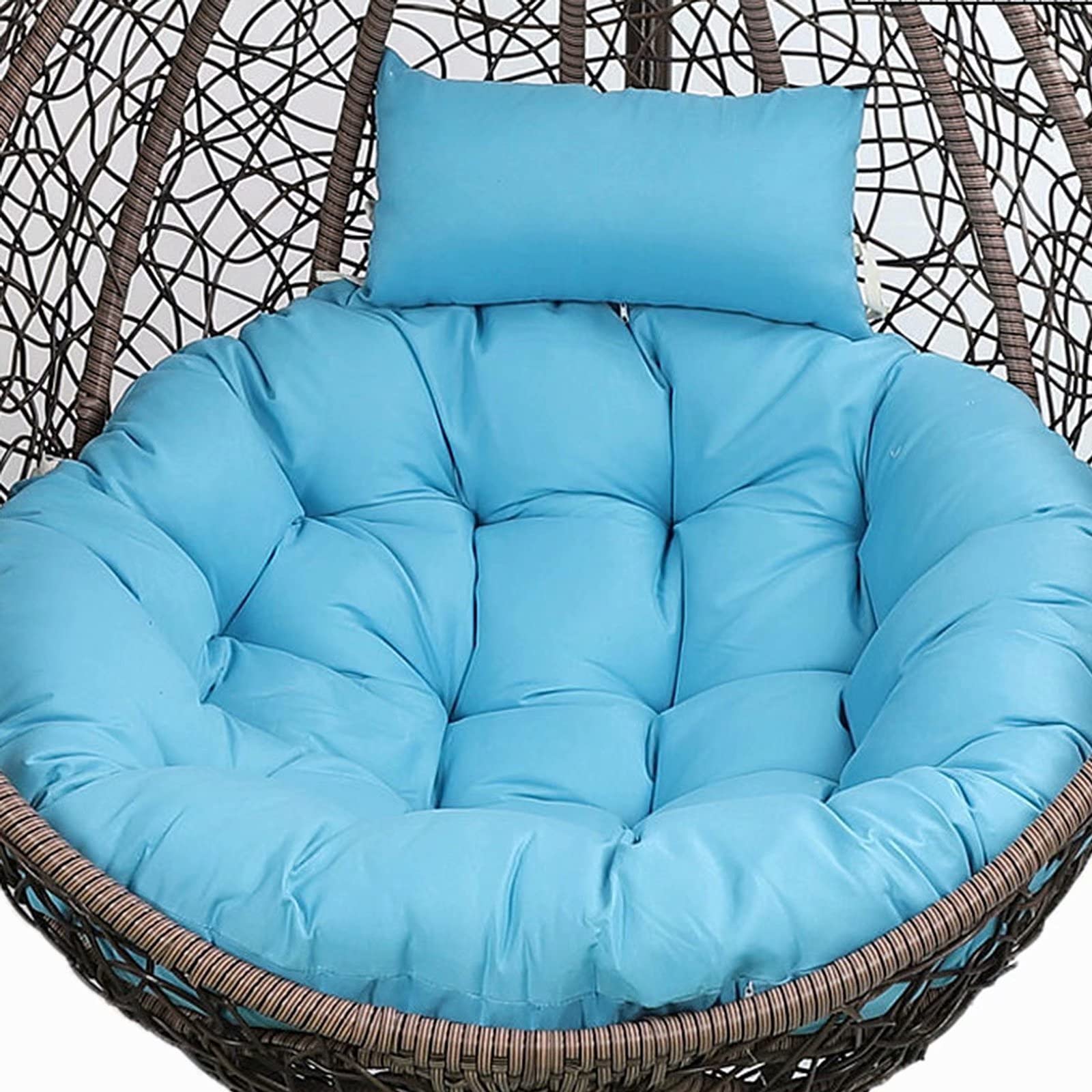 Egg Chair Cushion Replacement, Outdoor Hanging Swing Chair Seat Cushion,  Thicken Round Garden Hammock Chair Cushion with Adjustable Headrest,  Washable