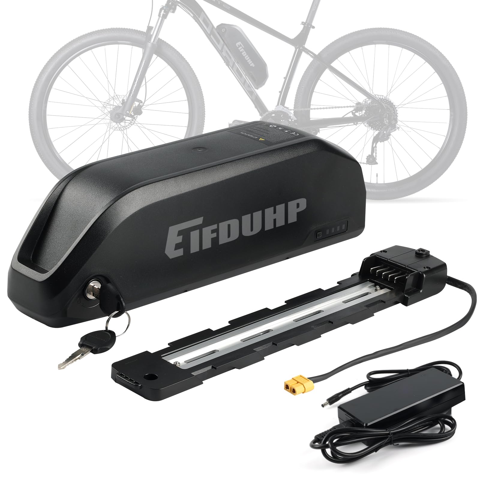 52V Batteria Ebike 20Ah, Batteria Litio Bici Elettrica Grande Capacità per 1500W-250W Motore Bicicletta, con Caricabatterie, Piastra Base 5 Pin e Cella Grado A