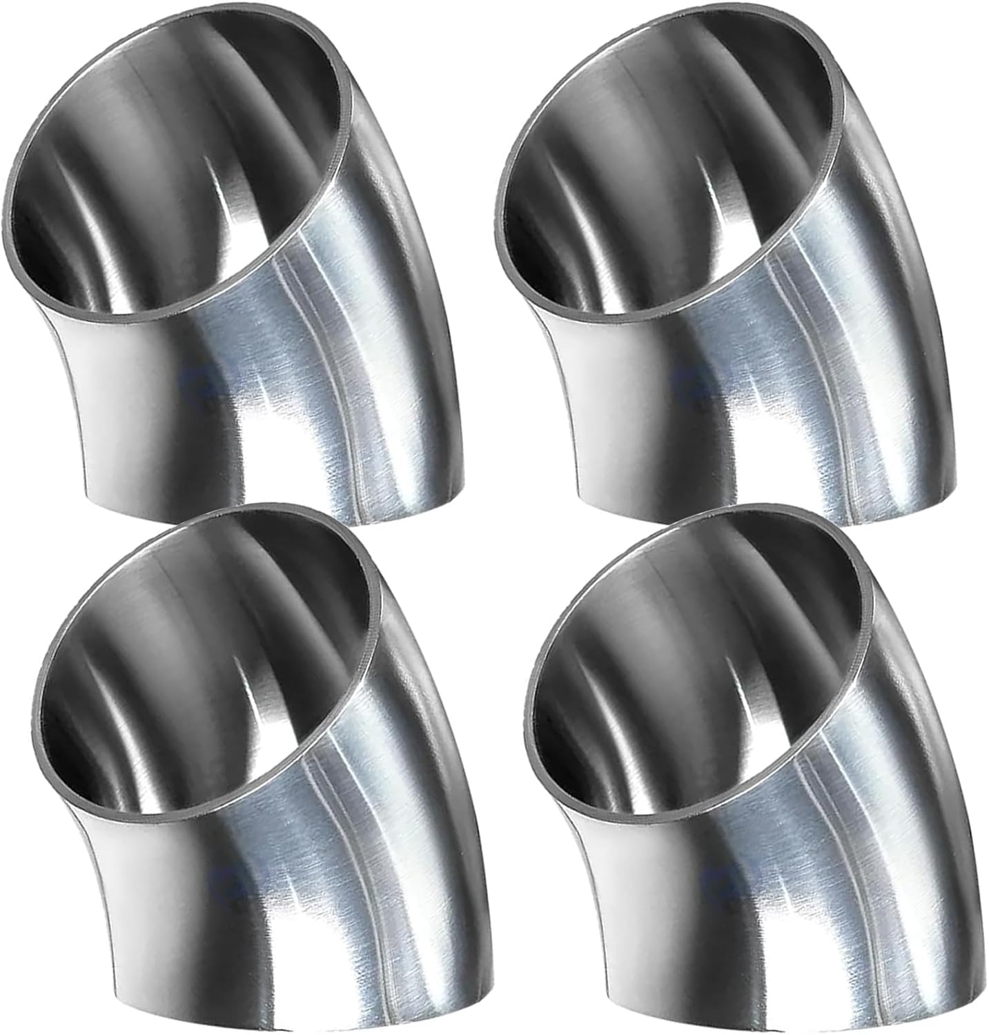 4pcs SS304 Stainless Steel OD 2.5 3 3.5 4 Inch 45 Degree Bend Tube Exhaust Elbow Pipe for Car Customized Modified Exhaust System Thickness 0.06" (1.5mm) (3.5 inch)