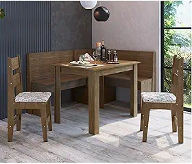 Conjunto Canto Alemão com Mesa e 2 Cadeiras Ameixa Negra