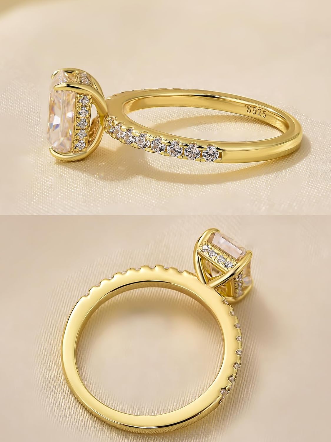 1.5 Carat Radiant Cut Moissanite Engagement Ring for Women, S925 Sterling Silver, D Color VVS1 Lab-Created Moissanite Promise Ring - Image 6