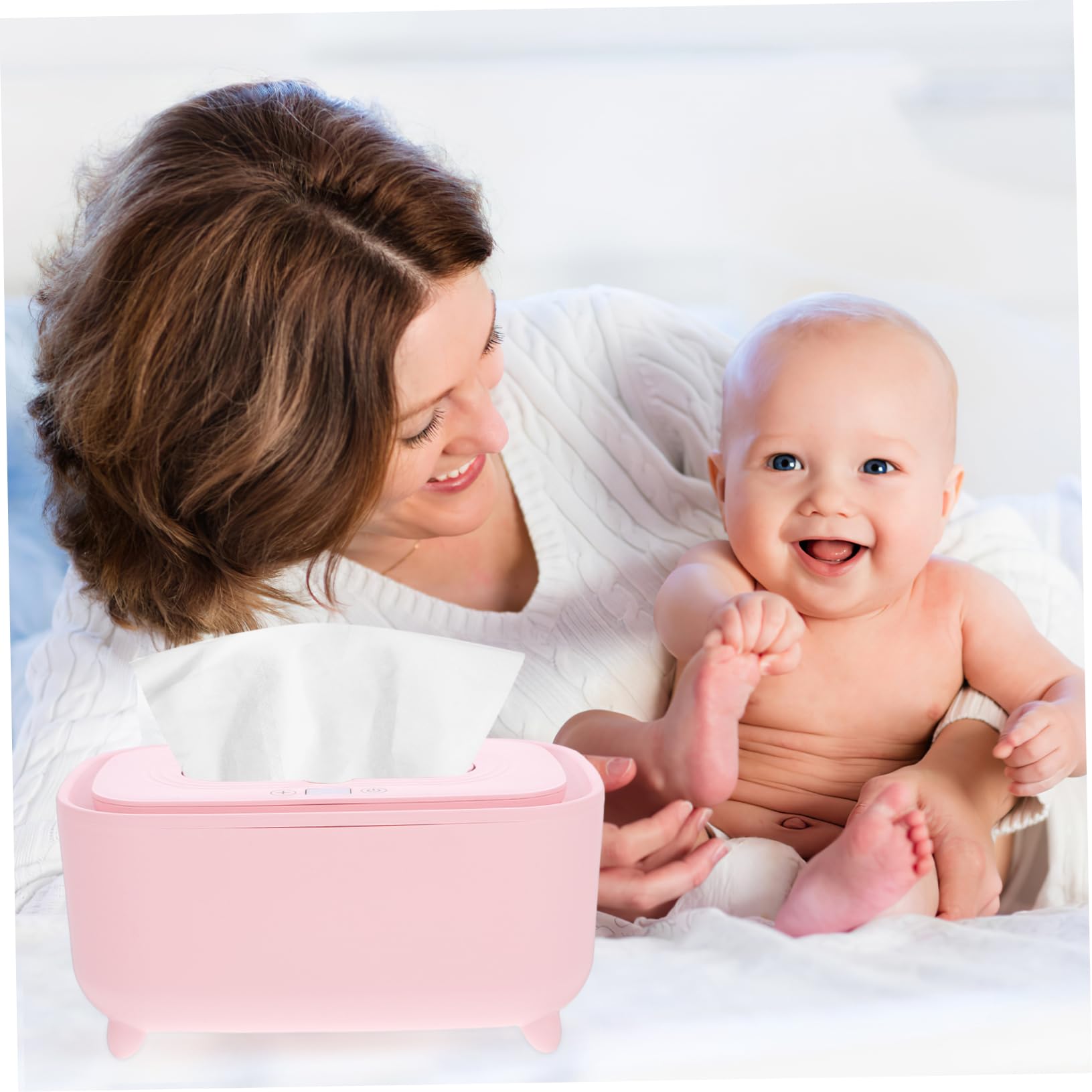 Kisangel 2 Pièces Boîte de Tissus Chaude Intelligente tu hygiène Simplement Plus Chaud lingettes essuyer Le réchauffement pour Les bébés Chauffe-Tissus humides PP Rose