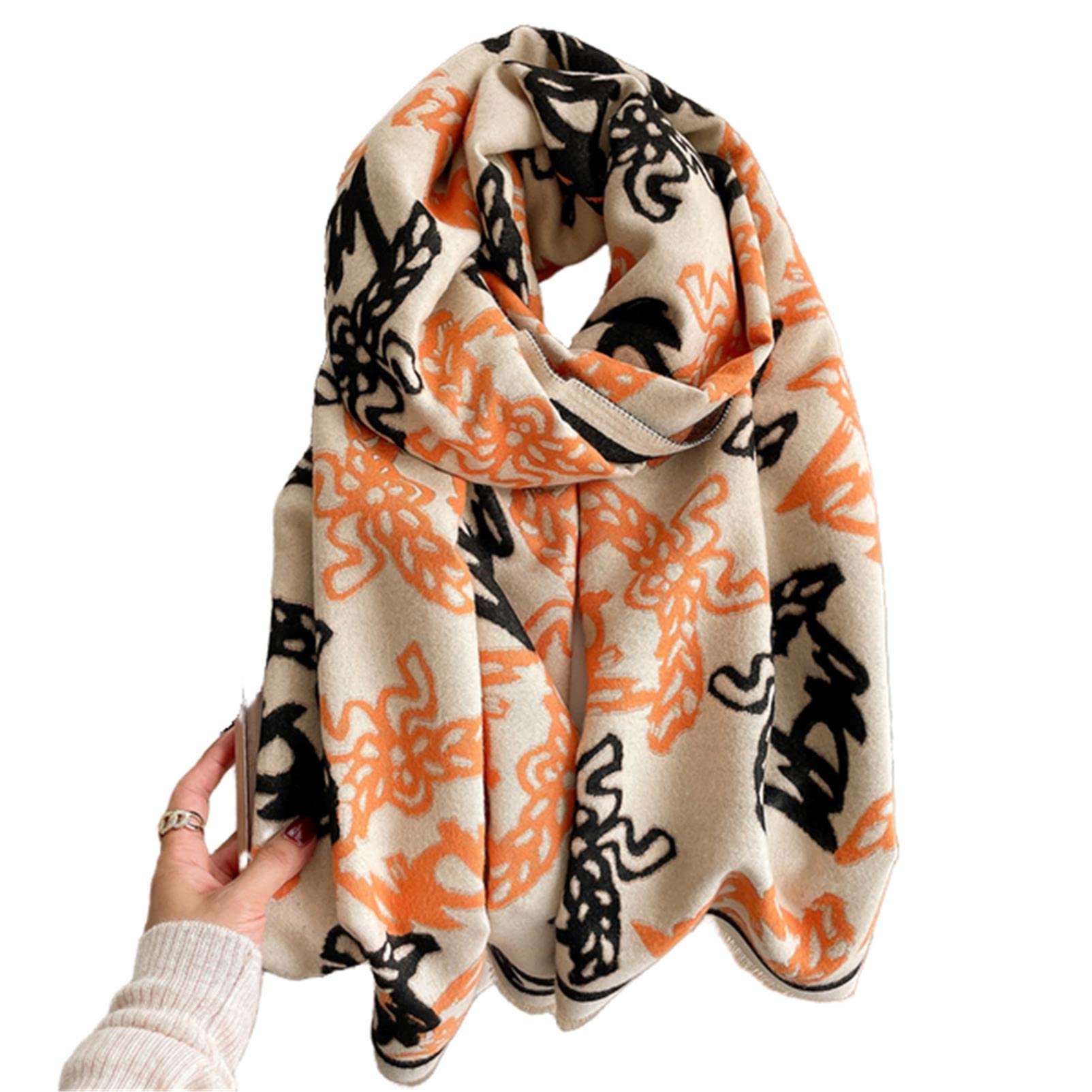 URYYRIT Foulard Écharpe Cachemire Chaude Dames Imprimer Un Châle De Couverture Hivernale Épaisse Et Envelopper Pashmina 180 * 65 Cm Femmes-Wyt156-1