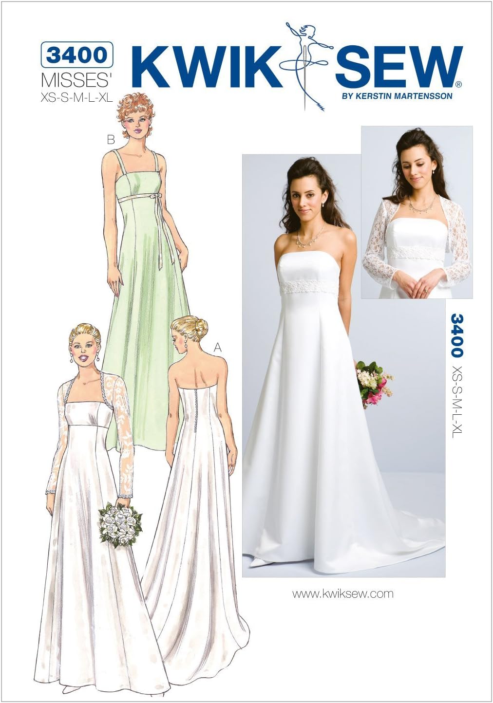 Kwik Sew K3400 Gowns and Bolero Sewing Pattern, Size XS-S-M-L-XL