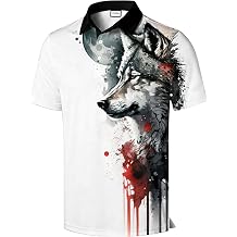 Mens Novelty Animal Print Polo Shirt Short Sleeve Casual Graphic Golf Polo Top for Daily Wear, Travel and Vacation