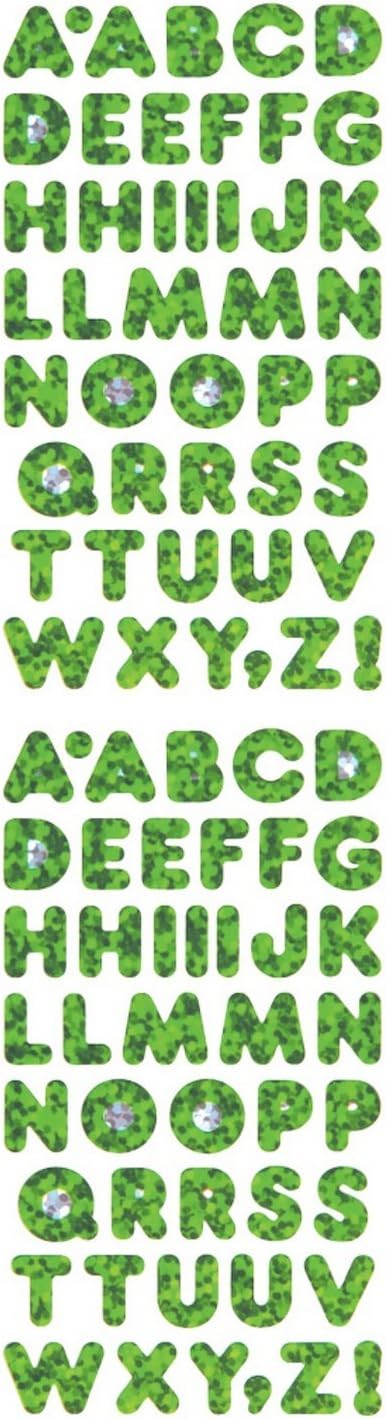 Jillson Roberts Prismatic Stickers, Green Alphabets, 12-Sheet Count (S7277)