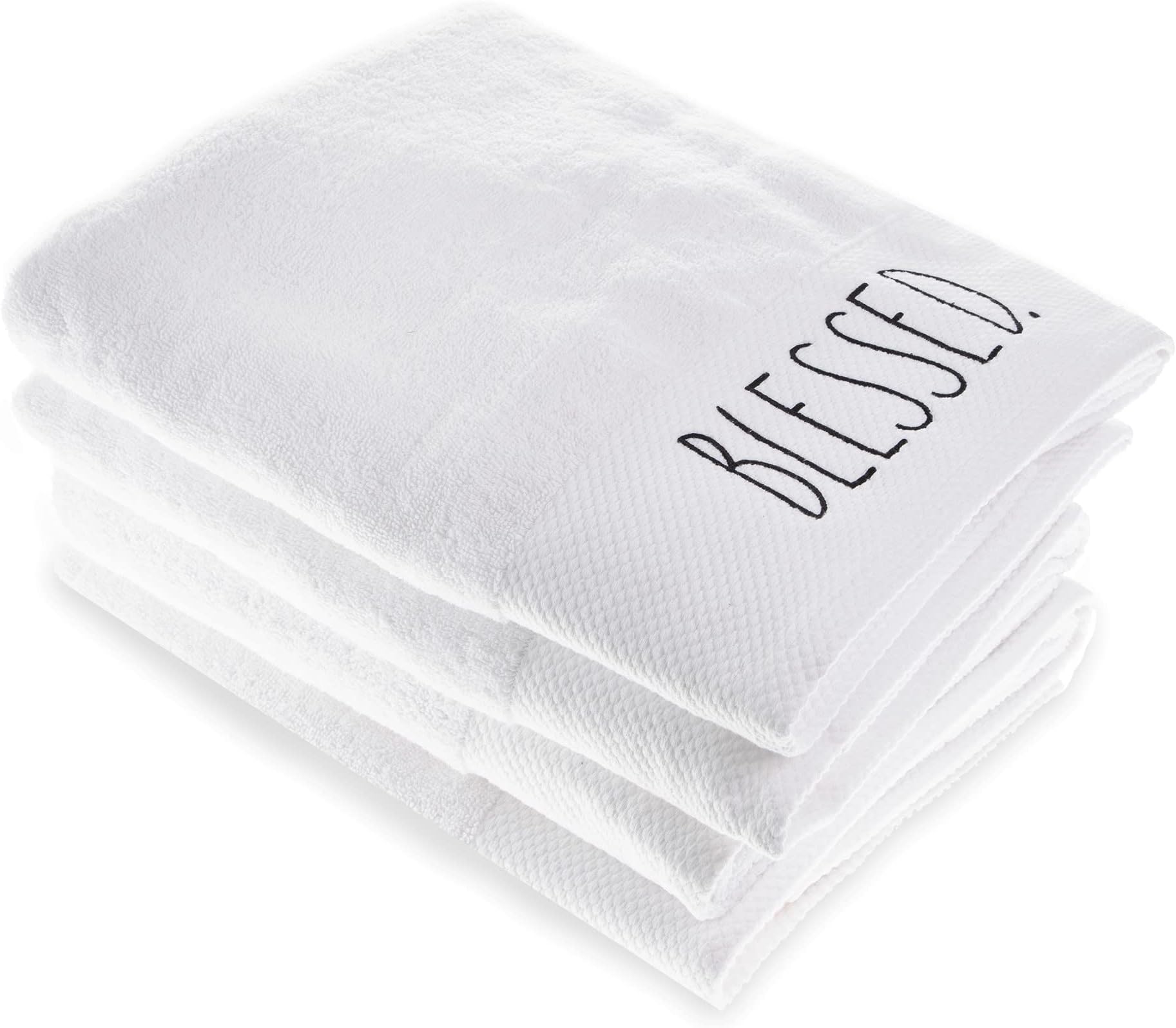 Rae Dunn Bath Towels for Bathroom Set of 4, Embroidered Bathroom Towels Decorative Set, 100% Cotton