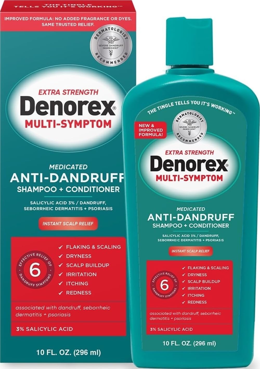 Multi-Symptom Anti-Dandruff Shampoo & Conditioner, 10 fl oz | Extra Strength formula with 3% Salicylic Acid. Relieves 6 Symptoms caused by Dandruff, Seborrheic Dermatitis, and Psoriasis.