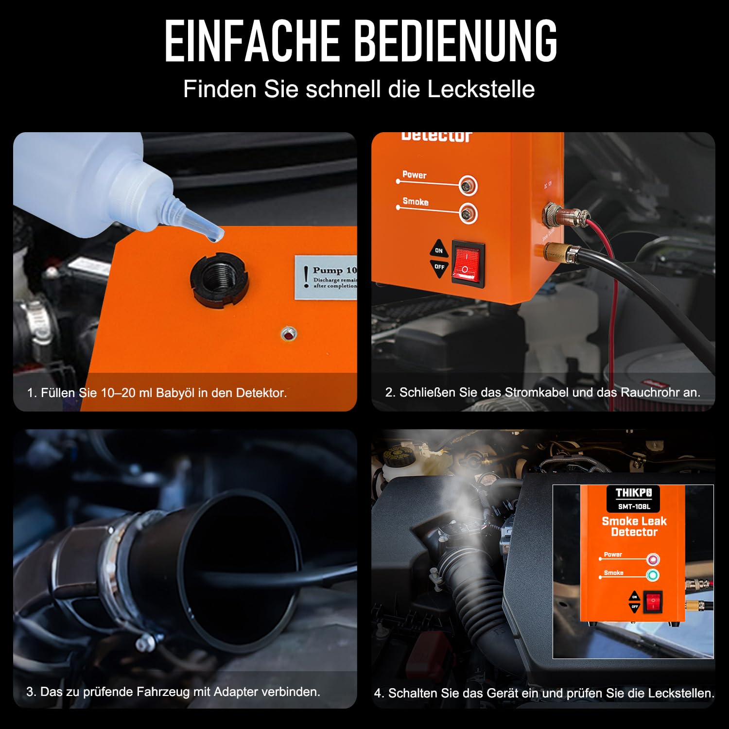 EVAP Nebelmaschine Kfz 12V, Rauchmaschine Lecksuchgerät, Auto Kraftstoffleck Detektoren für Motorräder Schneemobile ATV Leichte Lastwagen Boote