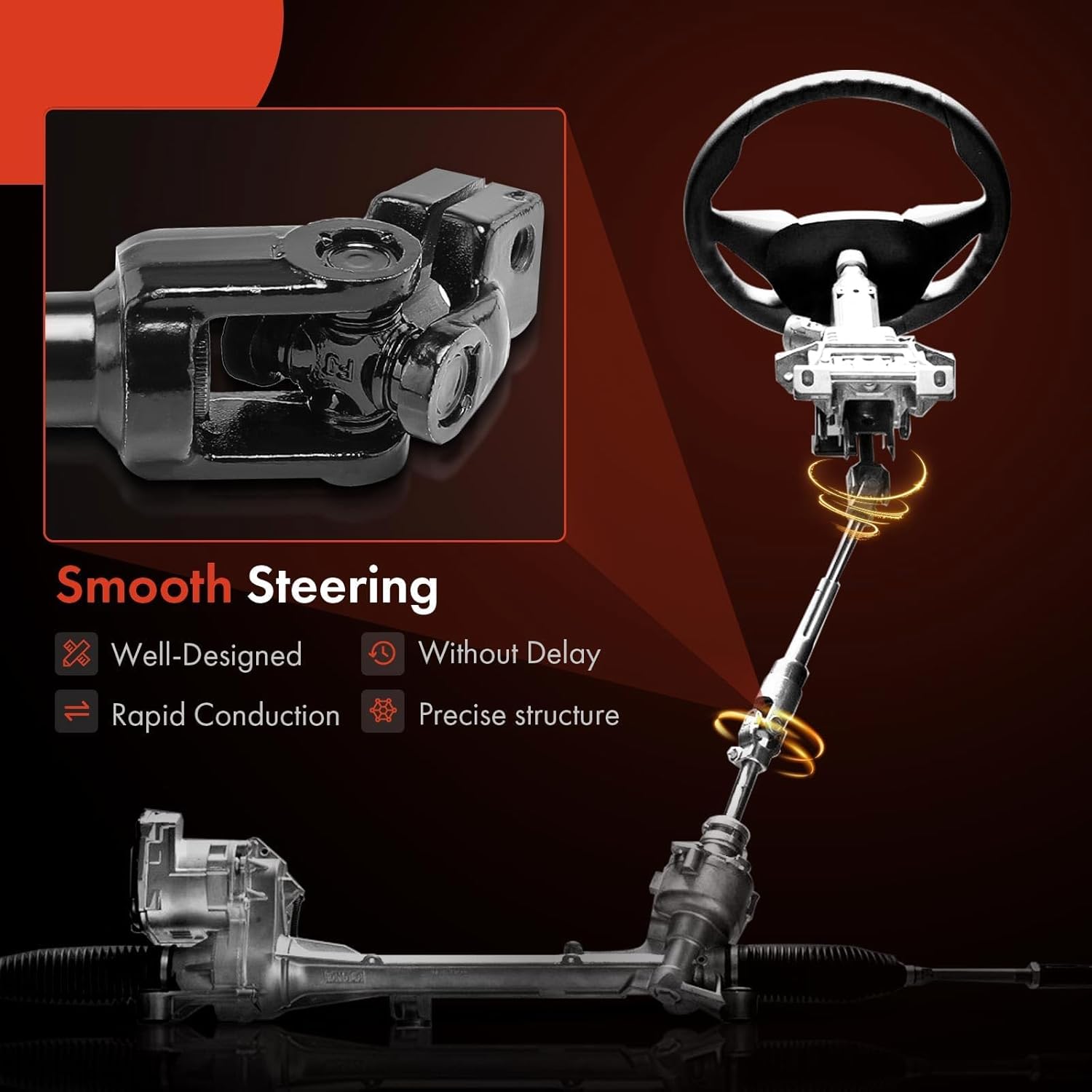 A-Premium Lower Intermediate Steering Shaft Steering Column Shaft, Compatible with Chevrolet Colorado 2004-2012, GMC Canyon 2004-2012, Hummer H3 2006-2010, H3T 2009-2010