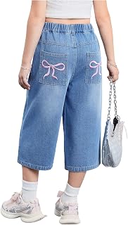WDIRARAGirls Bow Embroidery Capris Denim Lahore, Karachi - Pakistan