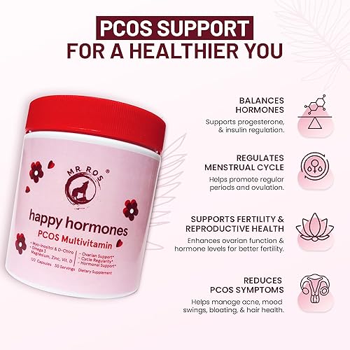 Miniatura 5 de Happy Hormonas Multivitamínico PCOS para mujeres - Myo y D-Chiro Inositol 401, Omega-3, Vitamina D3, Zinc y Magnesio Equilibrio Hormonal, Ciclo y