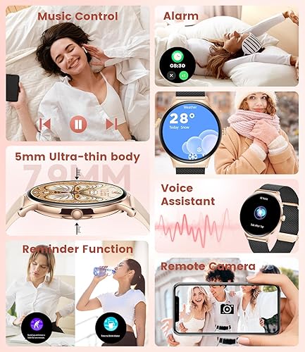 Miniatura 6 de LIGE Relojes inteligentes para mujer con respuestahacer llamadas, reloj inteligente HD AMOLED de 1,43 pulgadas con más de 120 rastreadores de