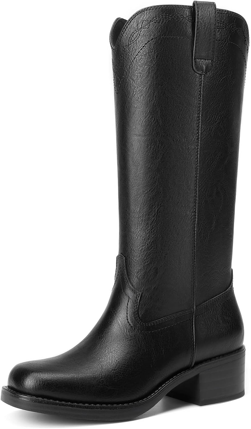 DREAM PAIRS Women's Modern Knee High Boots with Vintage Western Stitching Comfortable and Versatile Tall Boots