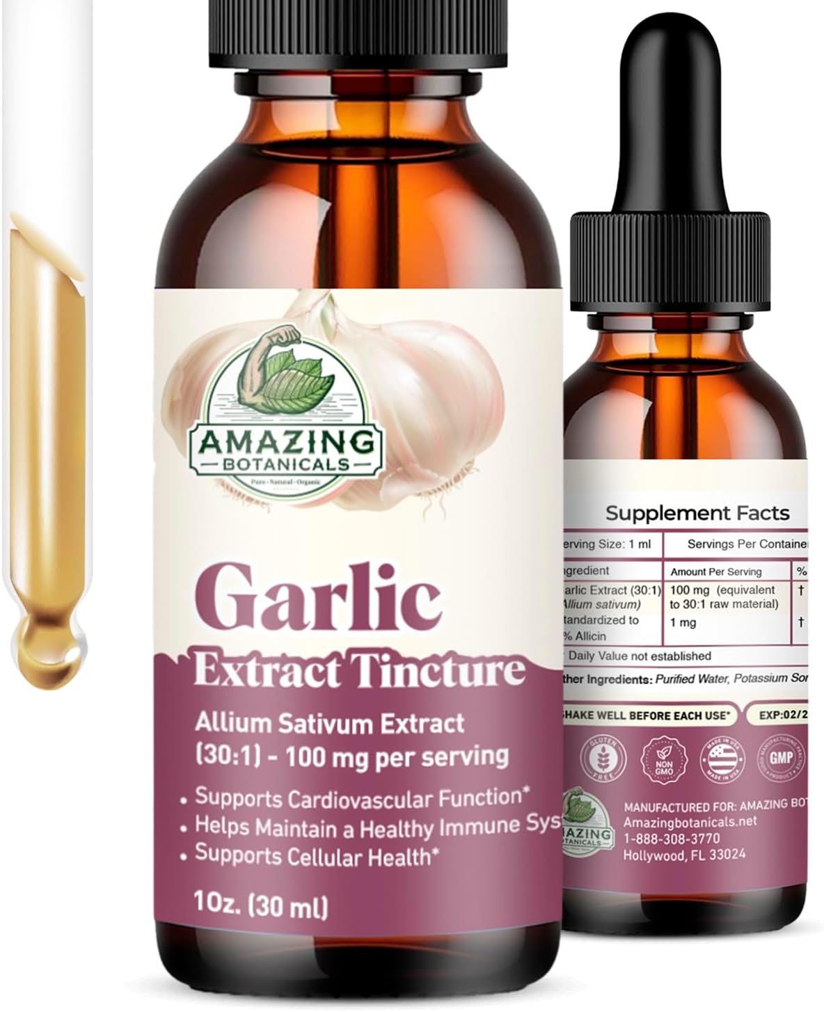 Amazing Botanicals Garlic Tincture – Allium Sativum Herbal Extract – High Potency Liquid Supplement – (1oz) - Image 2