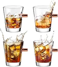 Kollea Bullet Whiskey Glasses .308 Bullet Glasses, Old Fashioned Whiskey Glass Set Whiskey Gift Idea for Men for Whisky, Scotch, Bourbon (2 Oz, Set of 4)