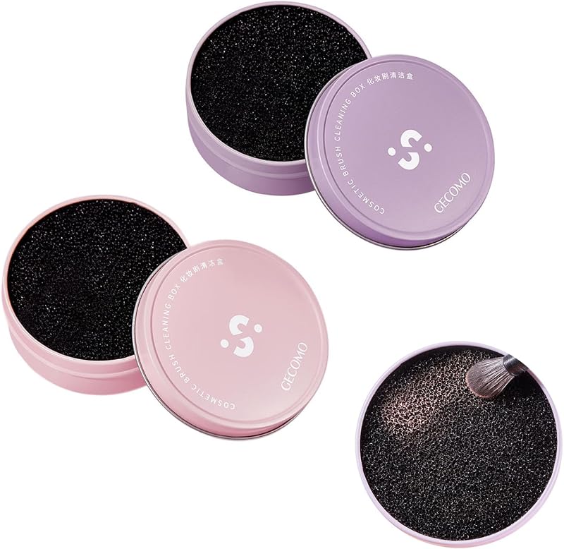 2 Pack Makeup Brush Cleaner Dry Sponge to Remove Eyeshadow Blush Powder Brush Color Change Clean Quickily and Easily Portable for Home or Travel Makeup