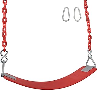 Swing Set Stuff Inc. Commercial Polymer Belt Seat with 5Coated Chain & SSS Logo Stickerâ€¦ Commercial Polymer Belt Seat Coated Chain, Red